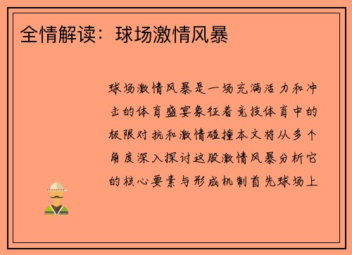 全情解读：球场激情风暴